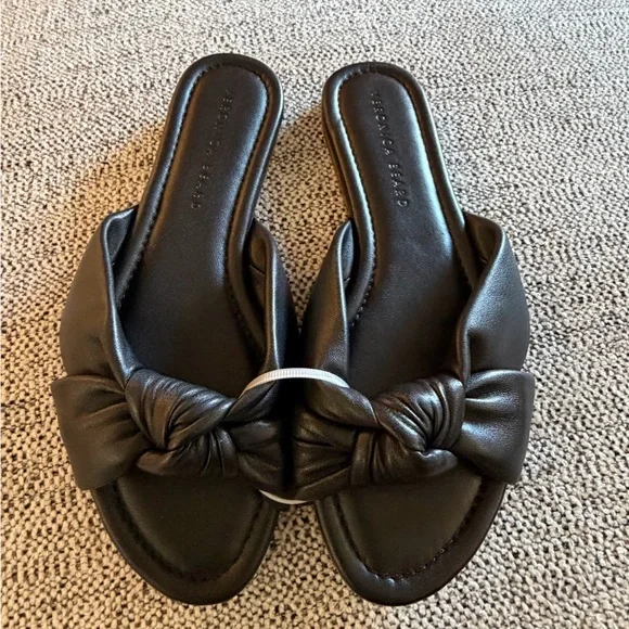 Veronica Beard Salton knot-front black leather slide sandal size 8.5 NEW - Picture 9 of 9